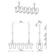 Candelabru modern cu 12 brate din alama masiva si abajururi din sticla opal, Odyssey Linear MD, B157 SchwungHome